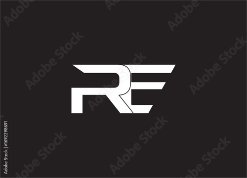 RE latter ligature typography logo design template