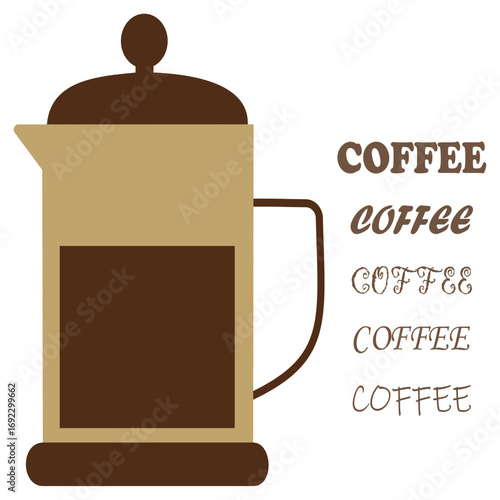 Elegant coffee logo featuring hot water pot icon. Ideal for café branding, barista tools, brewing equipment, coffee packaging, digital design, and minimalist creative coffee illustrations.