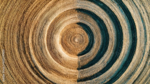 Circular patterns in a cultivated field.