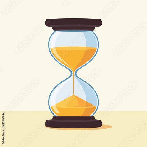 Illustration of a classic hourglass with yellow sand flowing