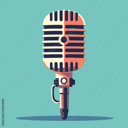 Illustration of a classic retro vintage microphone on a plain background.