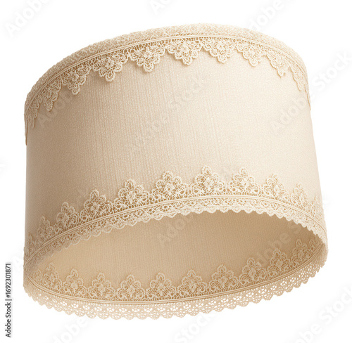 Oval fabric shade with lace trim