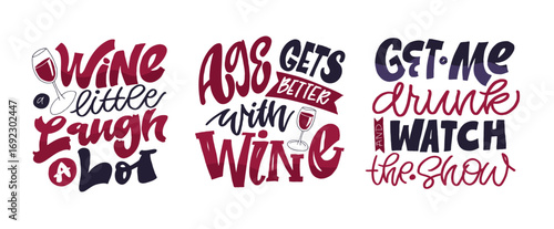 Trendy hand drawn doodle lettering quote about drinks - wine. Wine lover. Lettering for t-shirt design, mug print, bag print, clothes fashion. 100% hand drawn vector image.