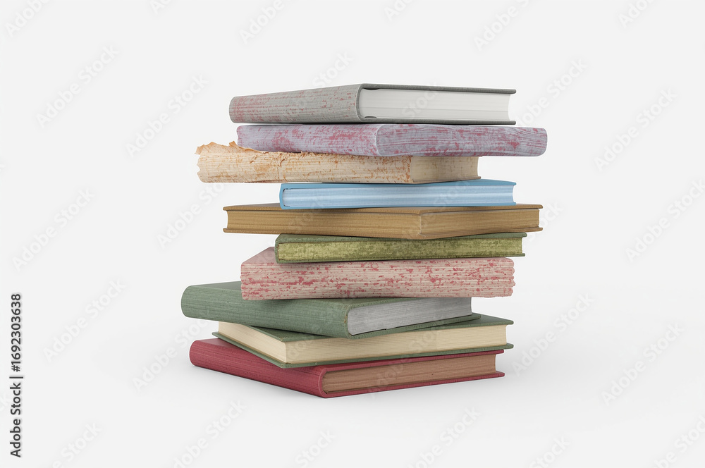 Fototapeta premium Stack of Assorted Hardcover Books pile reading