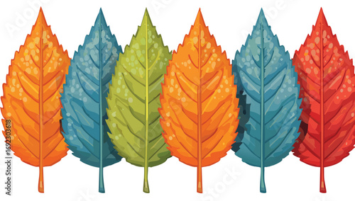 Fall Leaves. Four leaves from the same tree changing to fall color