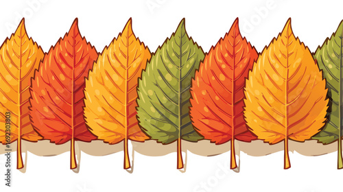 Fall Leaves. Four leaves from the same tree changing to fall color