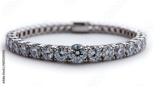 Sparkling Round - Cut Diamond Tennis Bracelet on White Background 