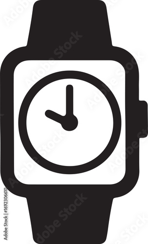 Modern smart watch silhouette design with digital interface elements