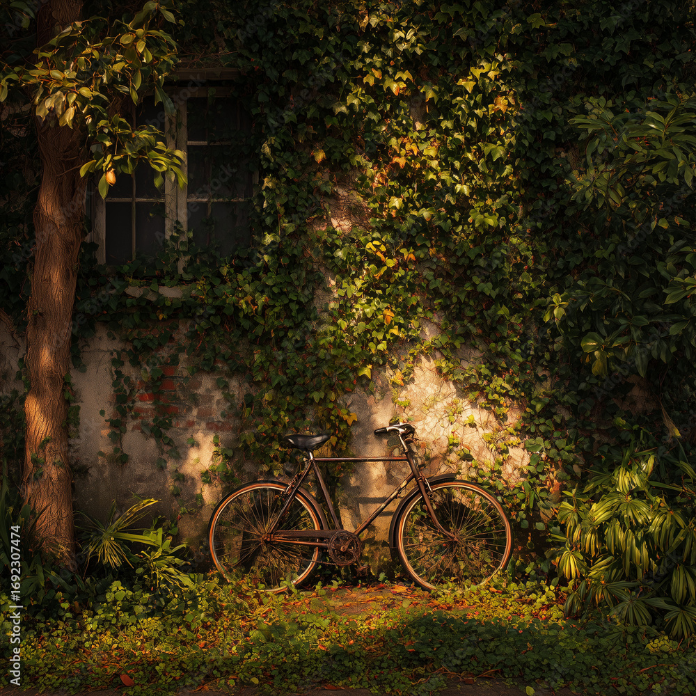 Fototapeta premium old bicycle in the garden