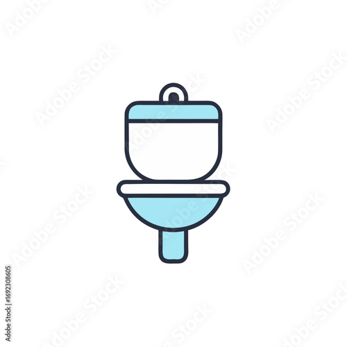 Simple icon of a toilet bowl with a lid