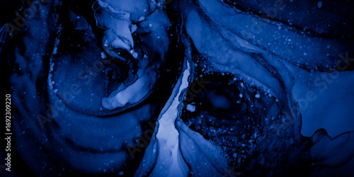 Abstract Background Wawe. Blue Alcohol Ink Color. Aqua Abstracti