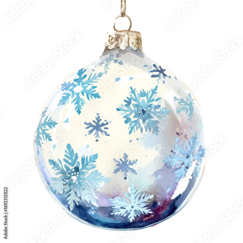2D design Vector illustration, My Watercolor, hand-painted, simple, glass ornament with snowflakes painting illustration isolated on a white background, EPS format design. vector design	