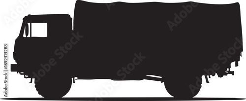 silhouette of abstract military truck