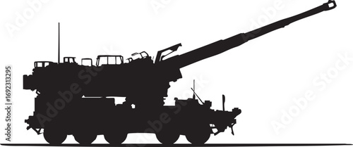silhouette of abstract self propelled artillery