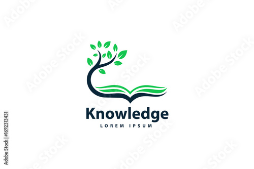 Knowledge tree logo design template