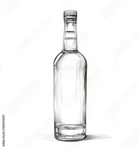Wallpaper Mural Detailed sketch of a transparent glass bottle with cap Torontodigital.ca