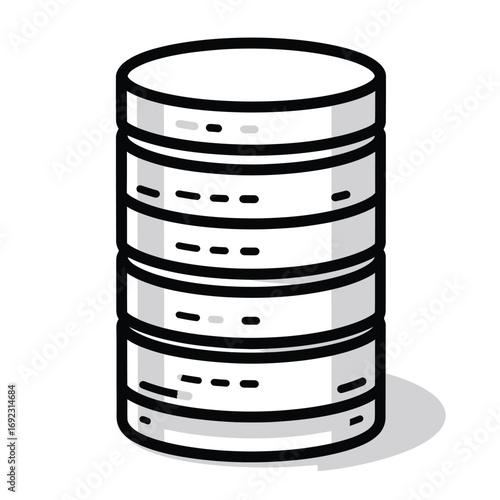 Minimalist Data Center Icon on White Background.