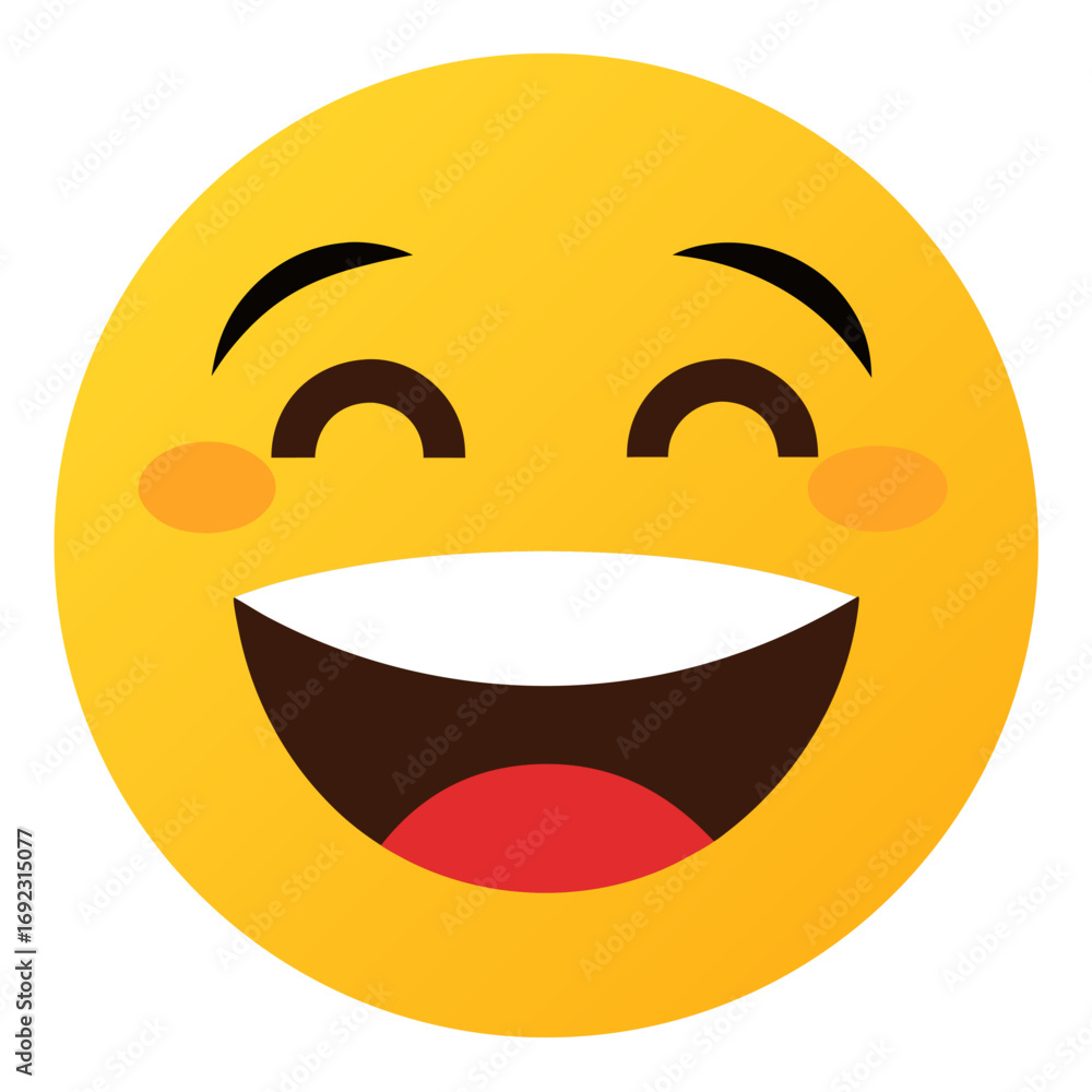 Obraz premium Grinning Squinting face Emoji vector art on white background