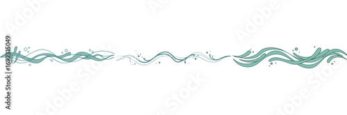 Set of three page dividers, soft curved waves resembling underwater algae, muted sea green tone