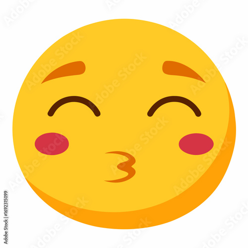 Kissing Face with clossed eyes Emoji vector art on white background