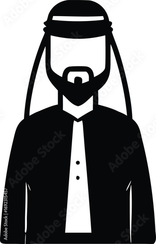 Stylized silhouette of a man wearing traditional middle eastern clothing and headwear