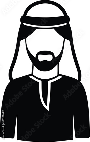 Stylized silhouette of a man wearing traditional middle eastern clothing and headwear