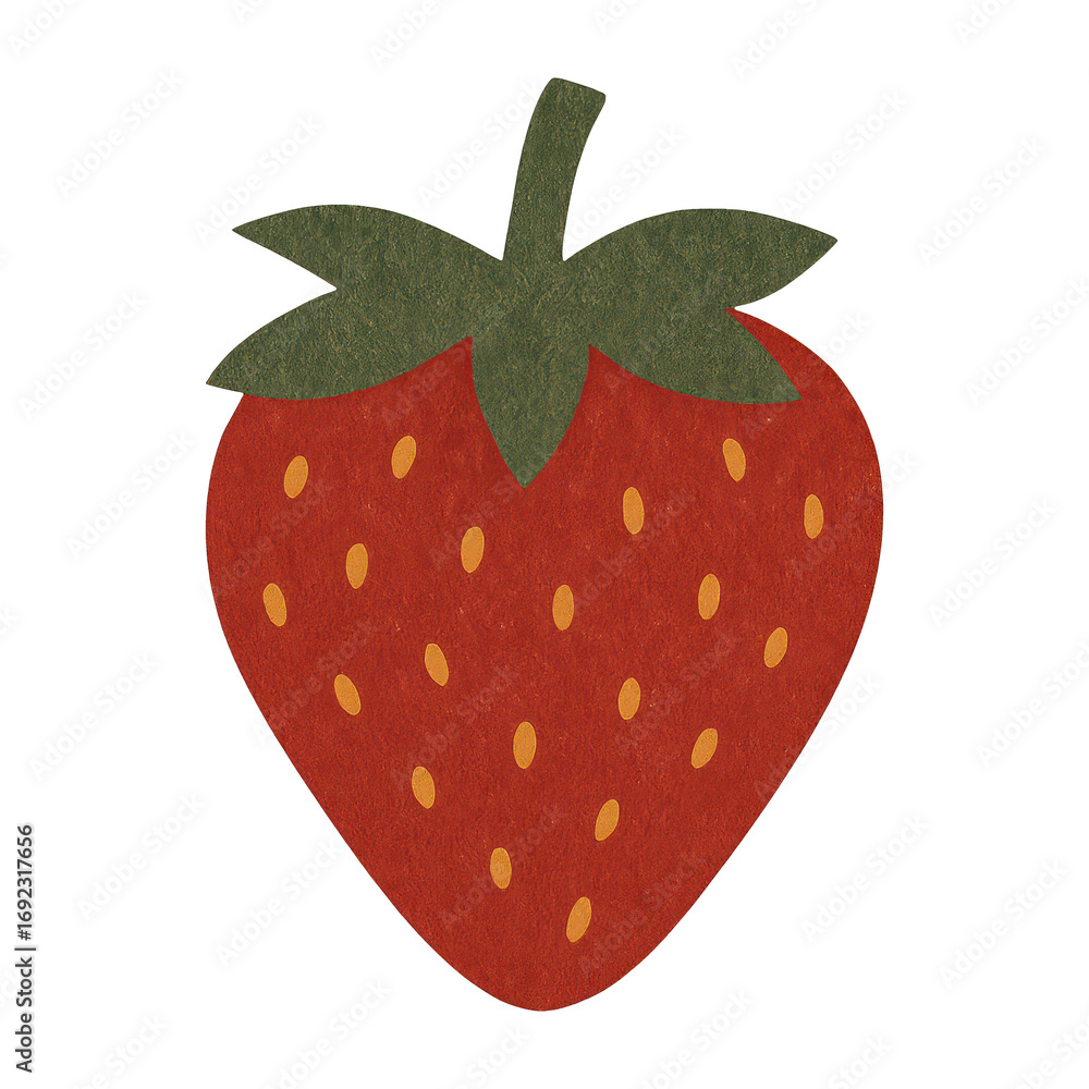 Obraz premium PNG Vibrant felt strawberry illustration.