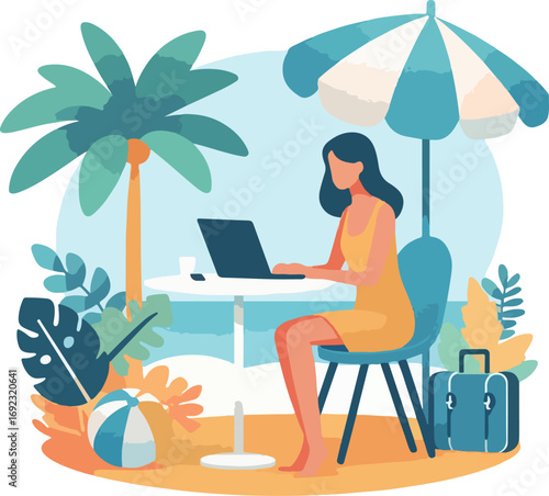 Full_body_flat_vector_illustration_of_a_young_executive_woman_sitting