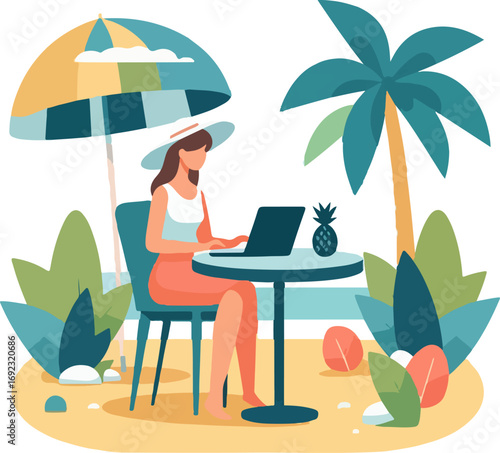 Full_body_flat_vector_illustration_of_a_young_executive_woman_sitting