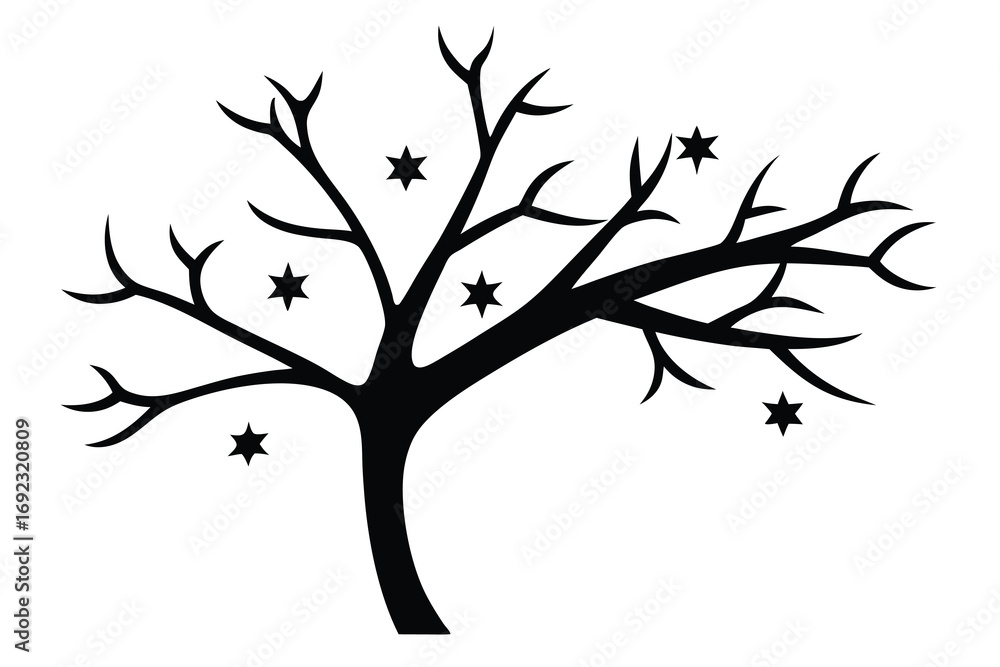 Fototapeta premium snow covered tree branch simple silhouette vecto