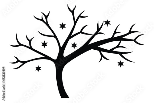 snow covered tree branch simple silhouette vecto