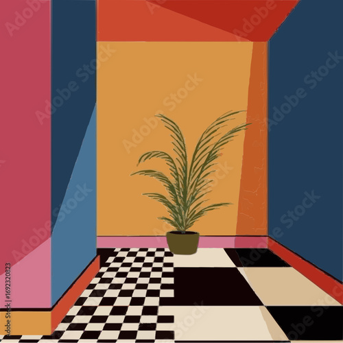 interior design scene with a window