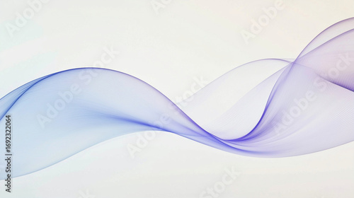 Elegant flowing violet blue wave on light background with smooth gradient and delicate transparency, minimal modern abstract design, generative AI