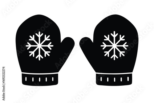 winter mitten simple silhouette vector icon