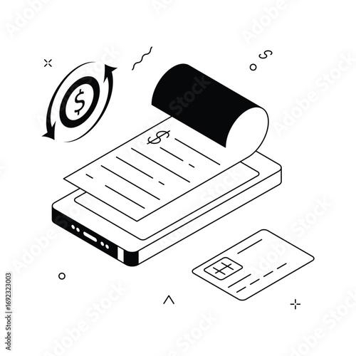 Mobile payment, online payment isometric illustration in trendy style