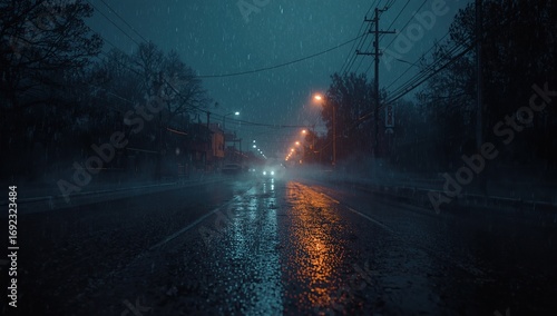 time lapse of cars moving in the city, night rain winter, using generative ai