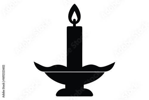 christmas candle holder simple silhouette vector icon