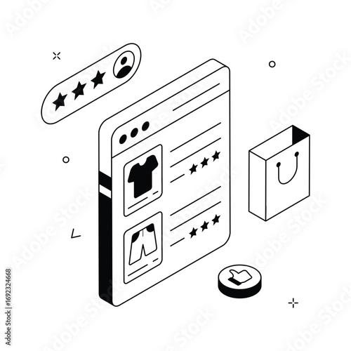Product feedback illustration, online shopping reviews and customer opinions