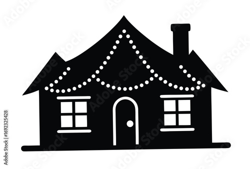 christmas house light simple silhouette vector icon