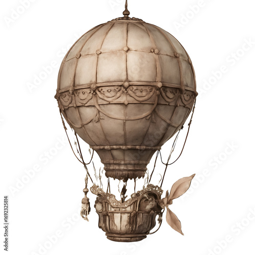 Wallpaper Mural An elegant vintage hot air balloon illustration with ornate details, capturing the spirit of classic adventure and fantasy travel on a white background Torontodigital.ca