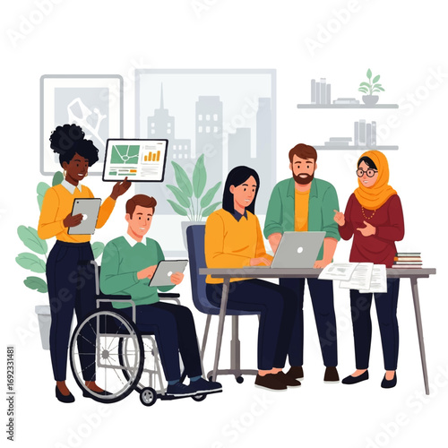 group of business people working together
