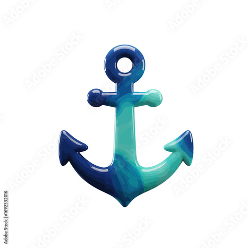 Claymorphic 3D Anchor Icon on White isolated on a white background