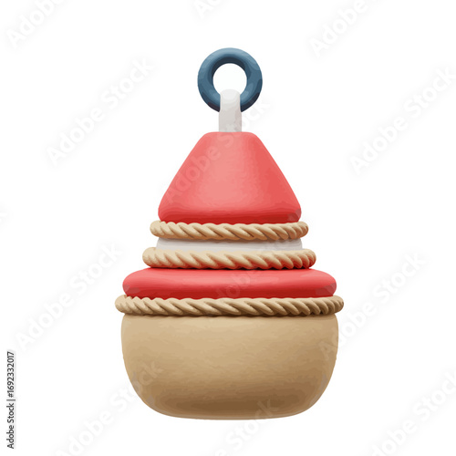 Claymorphic Buoy 3D Icon isolated on a white background