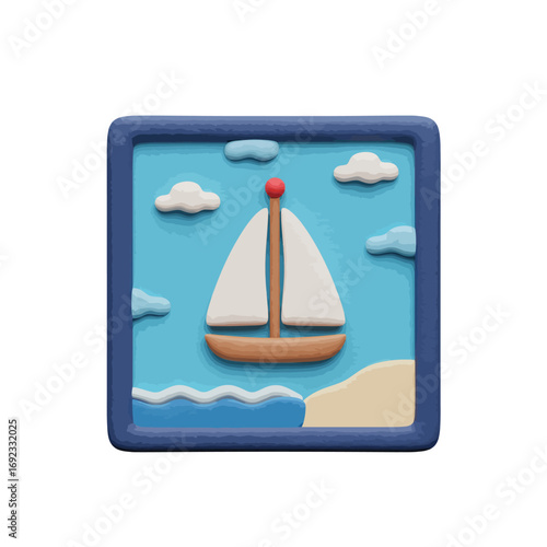 3D Claymorphic Nautical Chart Icon isolated on a white background