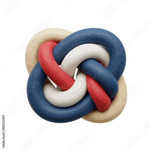 Claymorphic 3D Nautical Knot Icon isolated on a white background