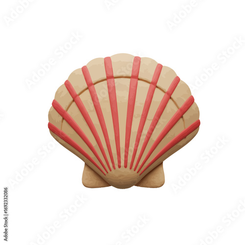 Claymorphic Seashell 3D Icon isolated on a white background
