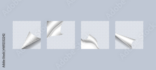 Page corner curls and folds isolated on a transparent background