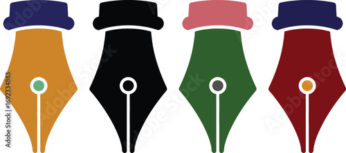 Color fountain pen nibs silhouette