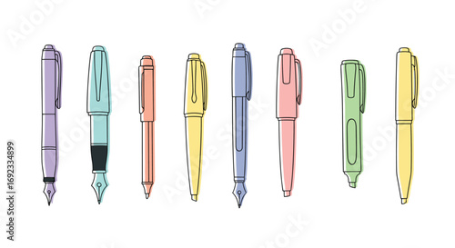 Colorful pen collection perfect for creative projects, writing, and back to school promotions