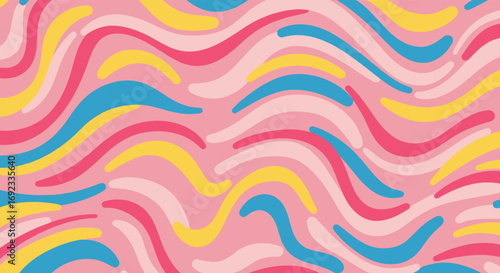 Vibrant retro wave pattern in pink, yellow, and blue for dynamic modern designs and creative projects